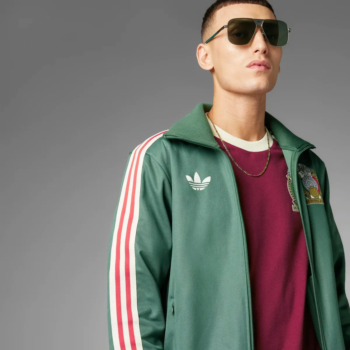 Adidas Beckenbauer Track Top for Men - FMF Mexico Soccer Edition