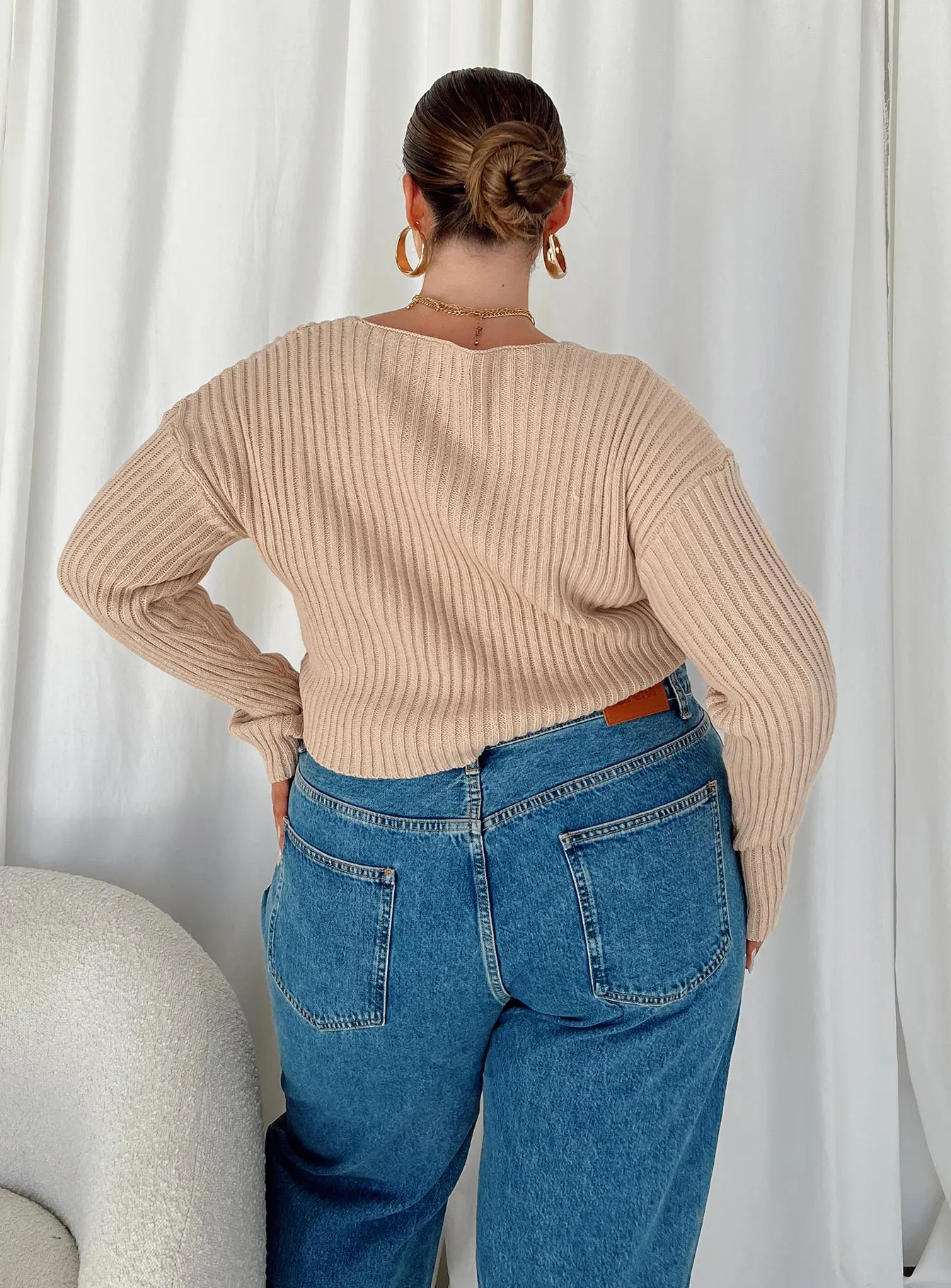 Alivia Cropped Sweater Beige Curve