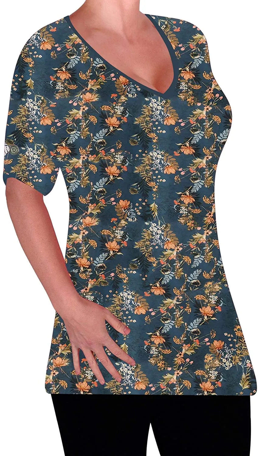 Amber V Neck Multi Print Swing Flared Top Stargazer