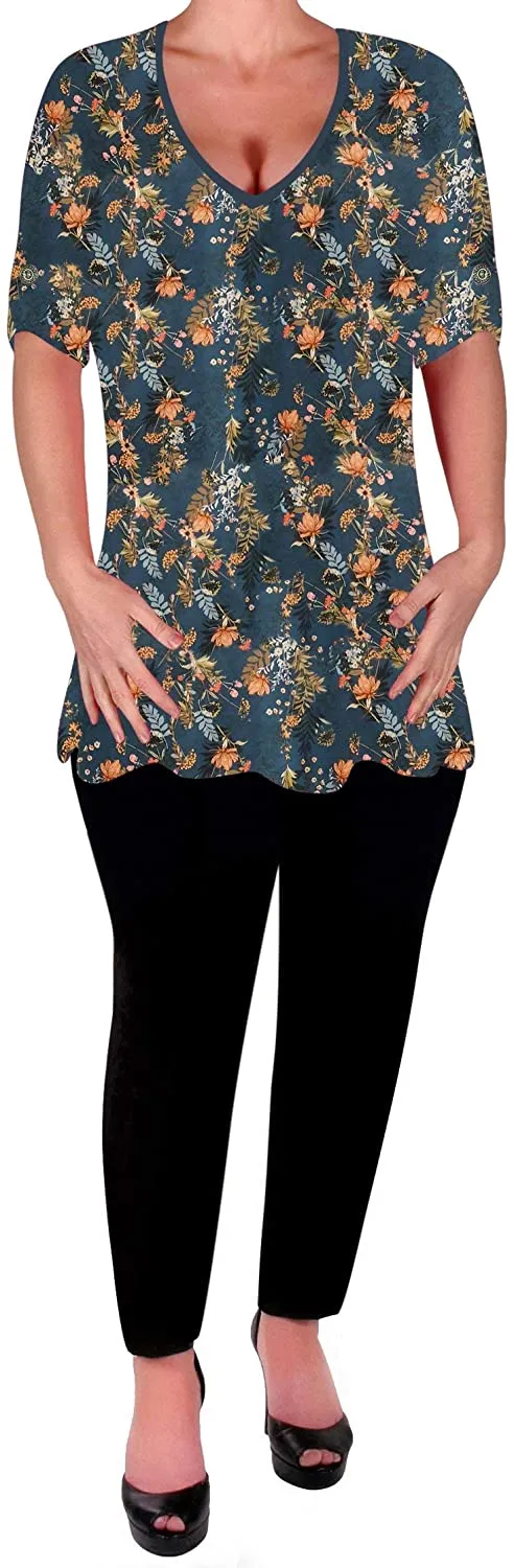 Amber V Neck Multi Print Swing Flared Top Stargazer