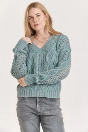 Another Love Claudia Crew Sweater SLATE BLUE ACID WASH