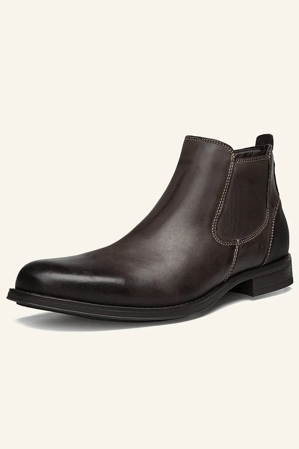 Black Slip On Leather Men's Chelsea Boots