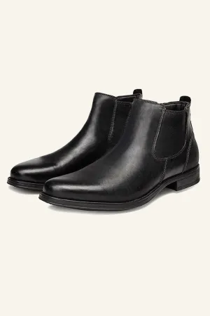 Black Slip On Leather Men's Chelsea Boots