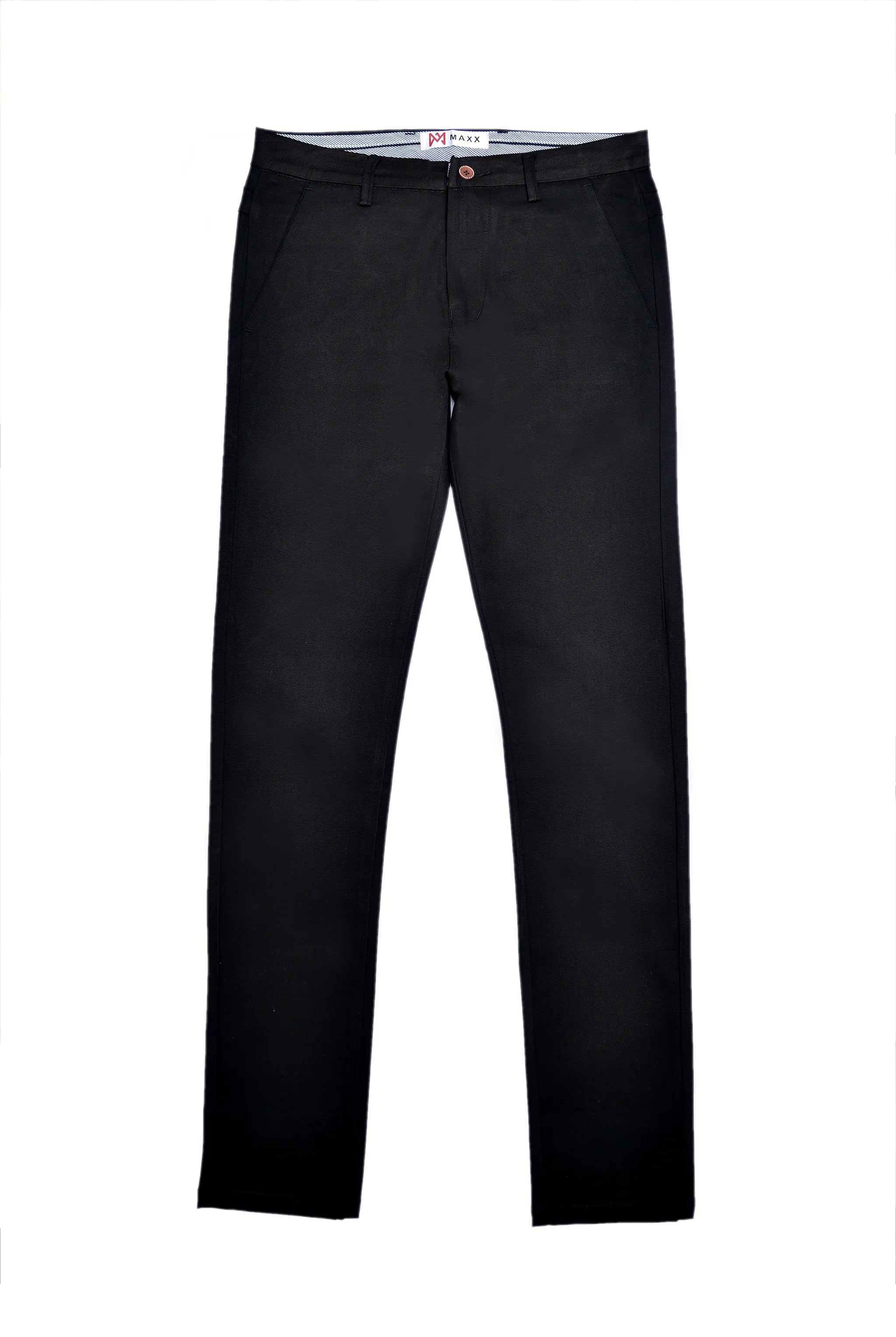 Black Textured Cotton Chinos Pants