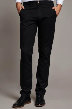 Black Textured Cotton Chinos Pants