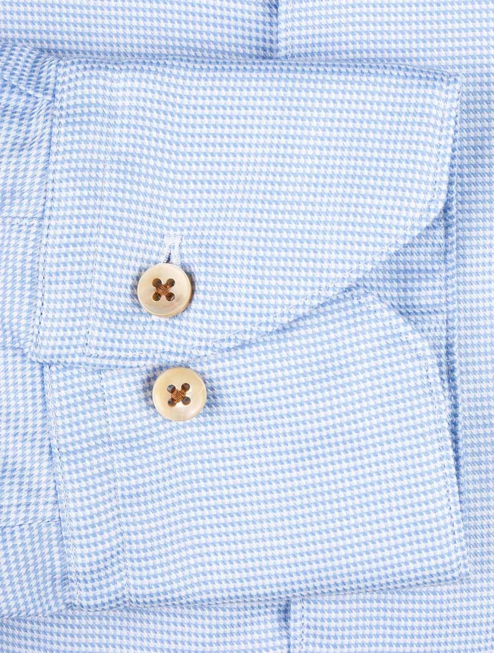 Blue Puppytooth Washed Cotton Fitted Body Shirt