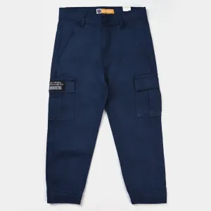 Boys Cotton Twill Pant Keep Going-NAVY