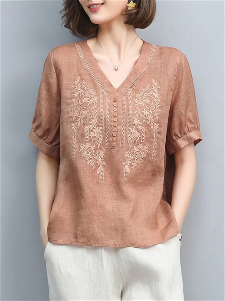 Breathable Summer Cotton Linen Shirts For Women