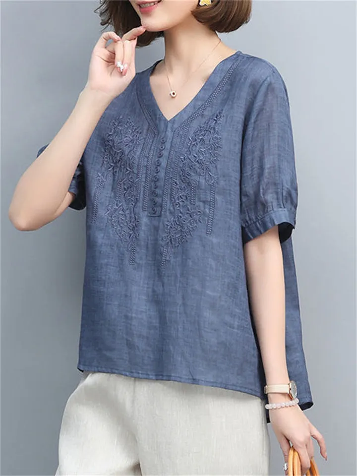 Breathable Summer Cotton Linen Shirts For Women