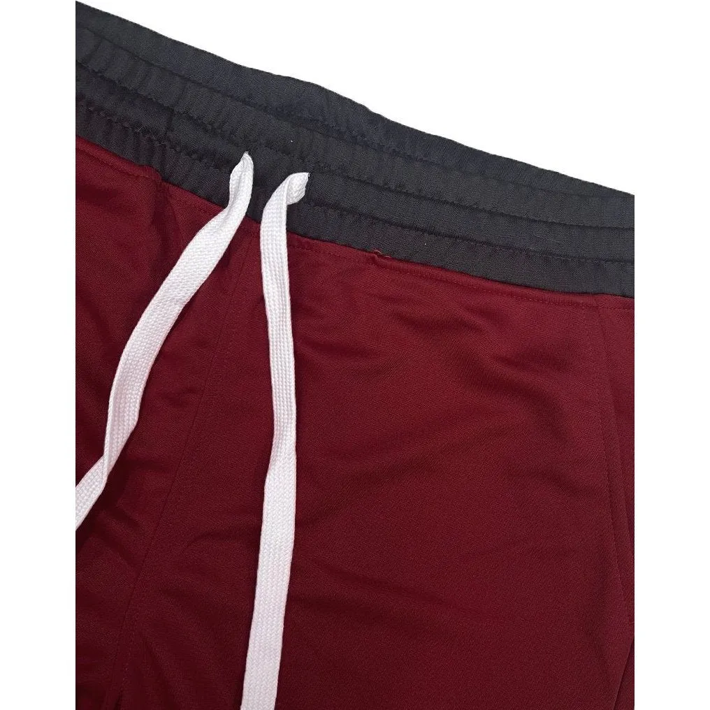 Burgundy Striped Basketball Shorts