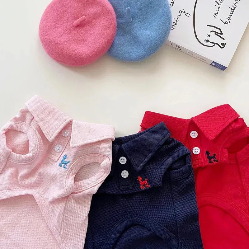 Cute Embroidered Dog Polo Shirts for Summer - Keep Your Pup Cool and Stylish in Pet Fashion