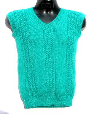 Graminarts New Design Woollen Handmade  Turquoise Color Sleeveless Sweater For Men