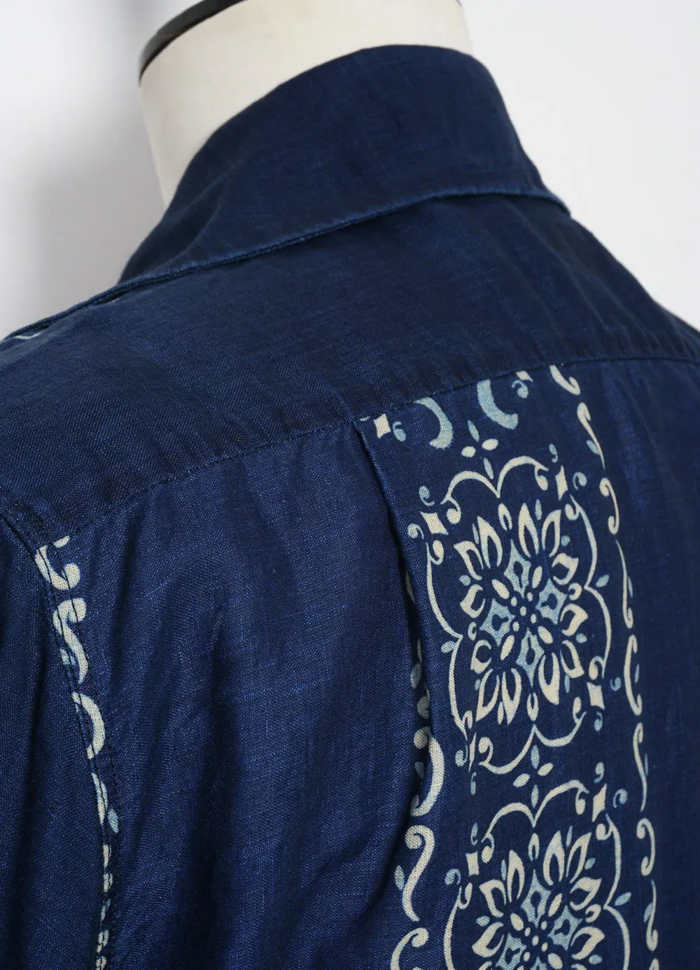 HAVANANAJA WRANGLE | French Cloth Linen Cuba Shirt | Indigo/Ecru