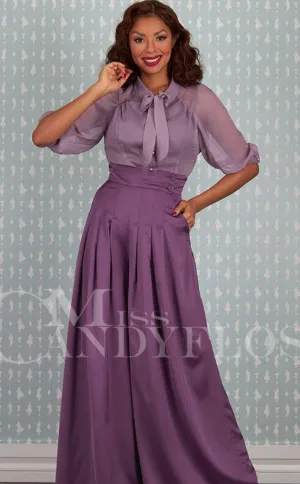 Hope-Violette Satin Palazzo Pants by Miss Candyfloss