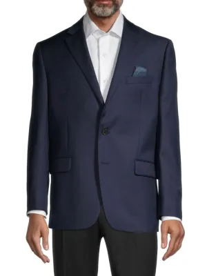 Lauren Ralph Lauren Classic Wool Blend Suit With Split Blazer dark blue