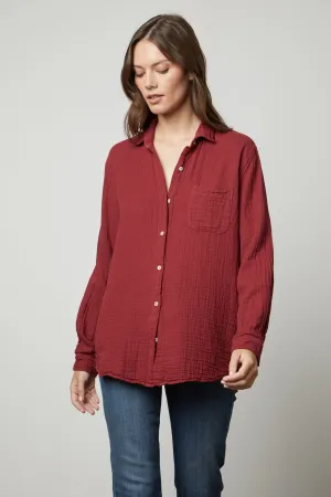 MARGO COTTON GAUZE BUTTON-UP SHIRT