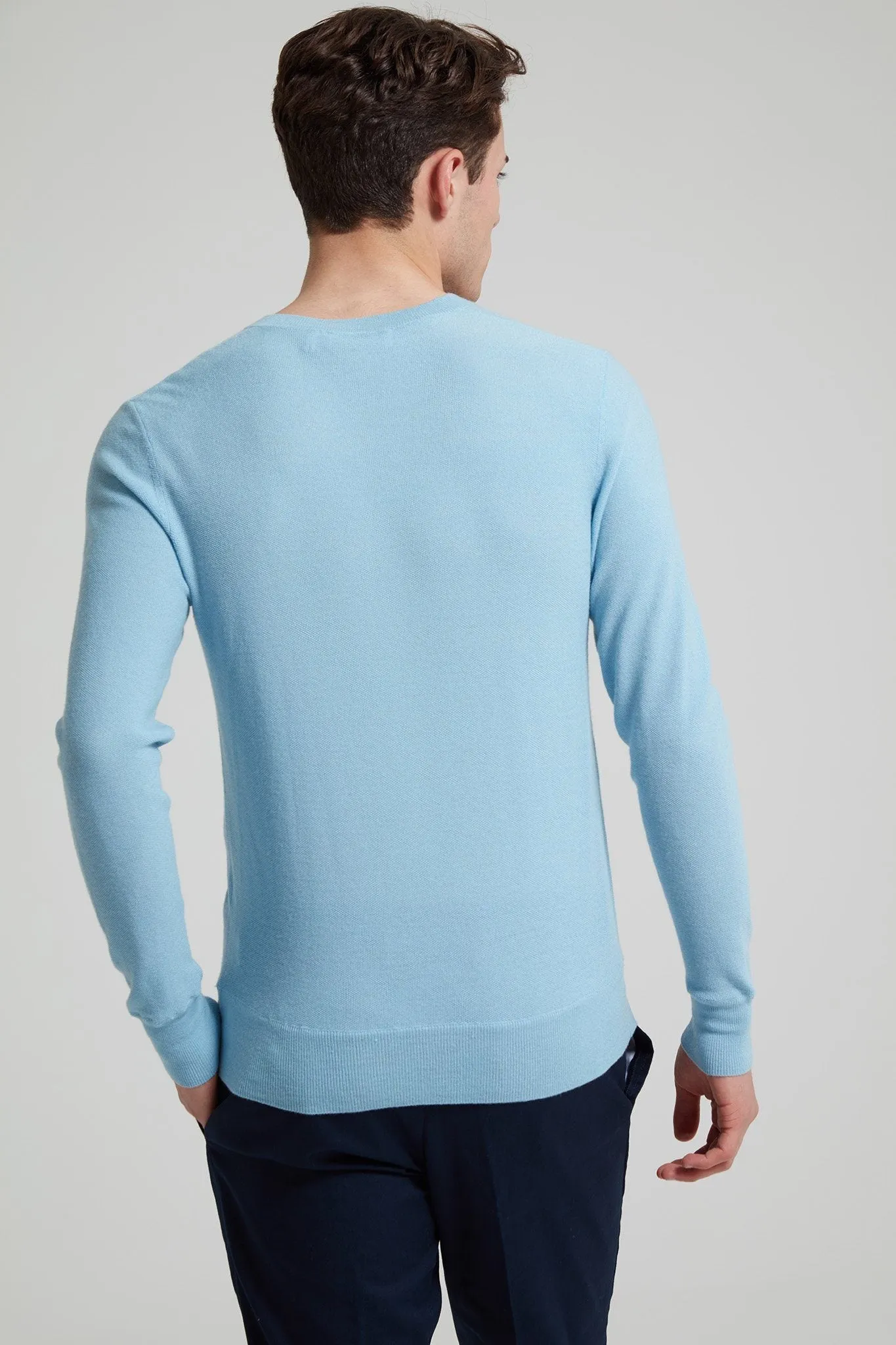 Merino Wool Moss Stitch V-Neck Sweater