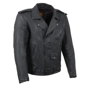 Milwaukee Leather MDM1020 Men's Black Classic 'Waxed' MC Denim Jacket with Armor