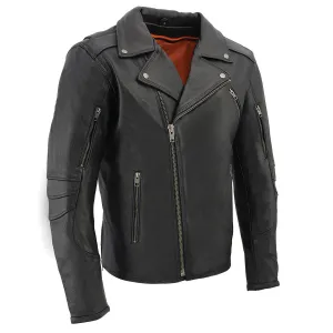 Milwaukee Leather MLM1515 Men's Classic Beltless Black Leather Triple Stitched Motorcycle Biker Rider Jacket