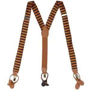 Navy Blue and Orange Carroll Striped Suspenders