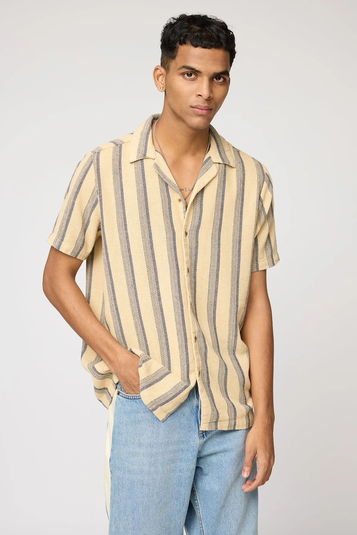 Oak Stripe Men's Short Sleeve Shirt