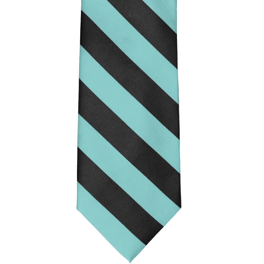 Pool Blue and Black Striped Tie