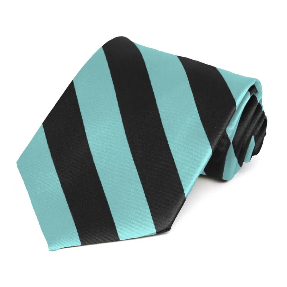 Pool Blue and Black Striped Tie