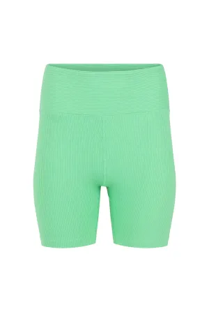 Ribbed High Biker Short in Watermelon Green