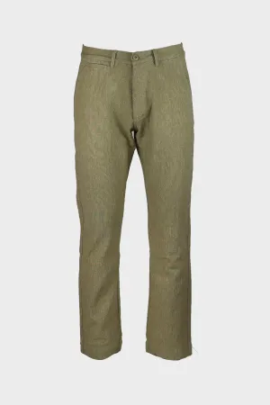 Rustic Plainweave Flat Front Chino - Olive