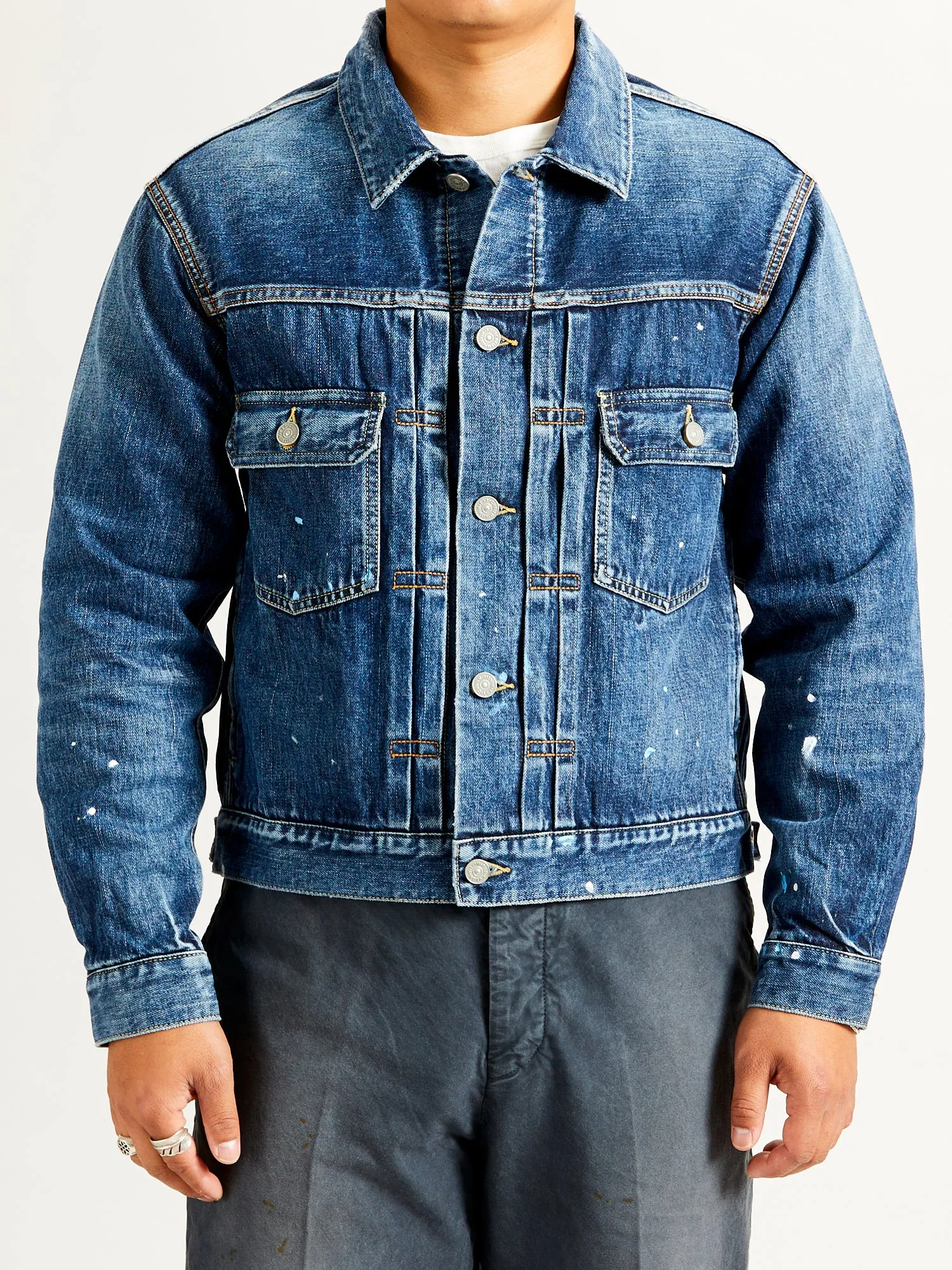 SS 101 Damaged Denim JKT in 1010 Washed Indigo