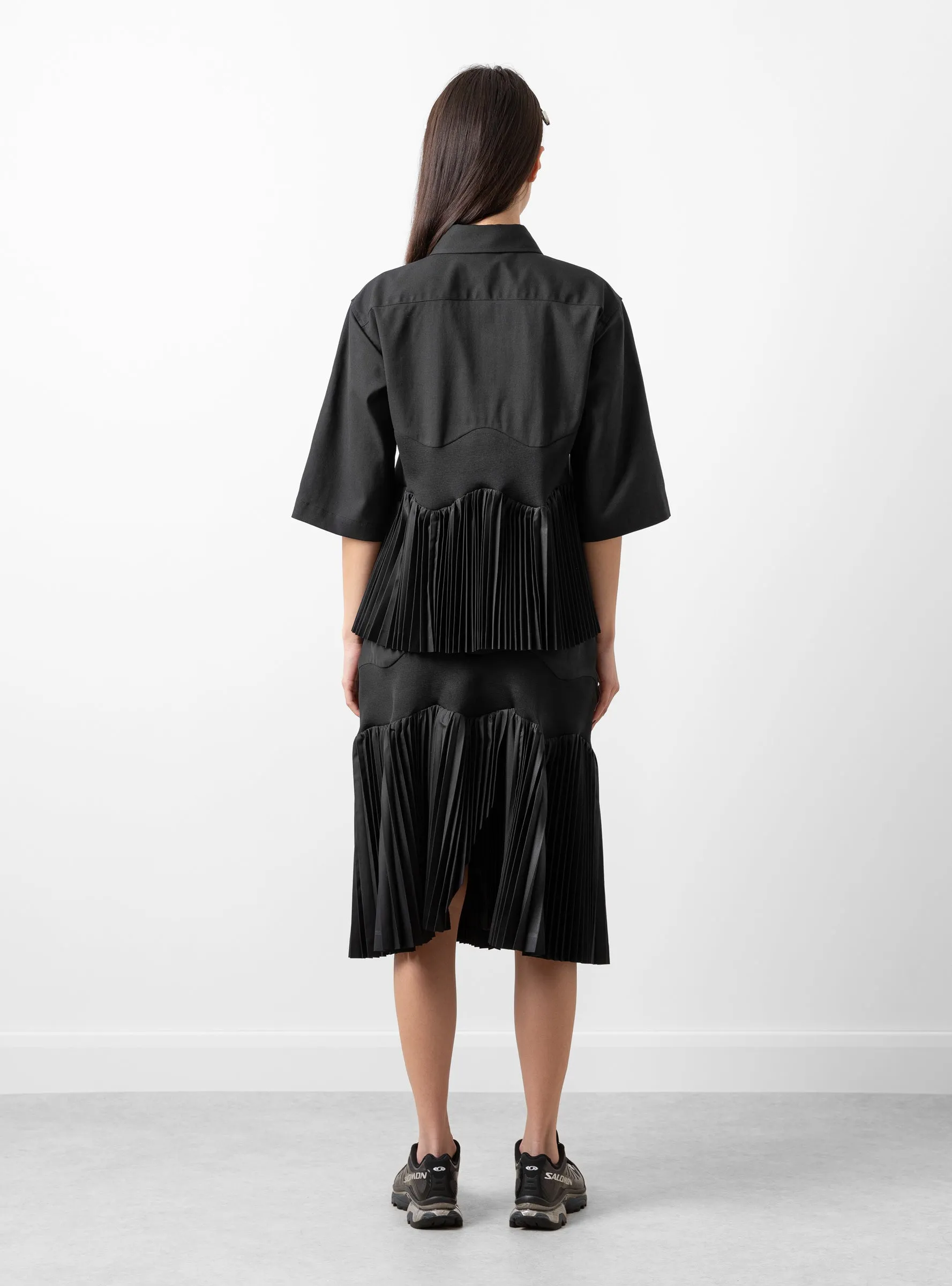 Taffeta Pleats Shirt Black