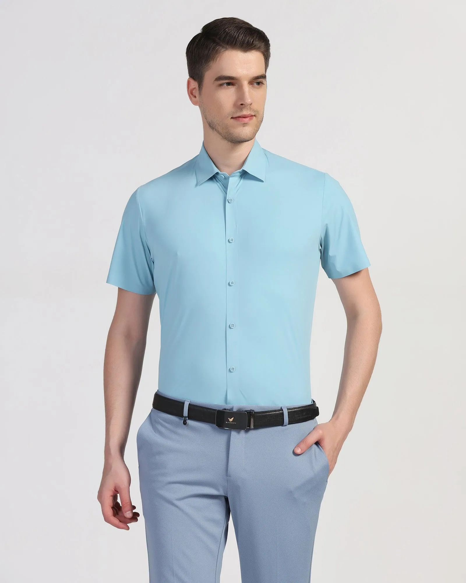 TechPro Formal Half Sleeve Blue Solid Shirt - Shane