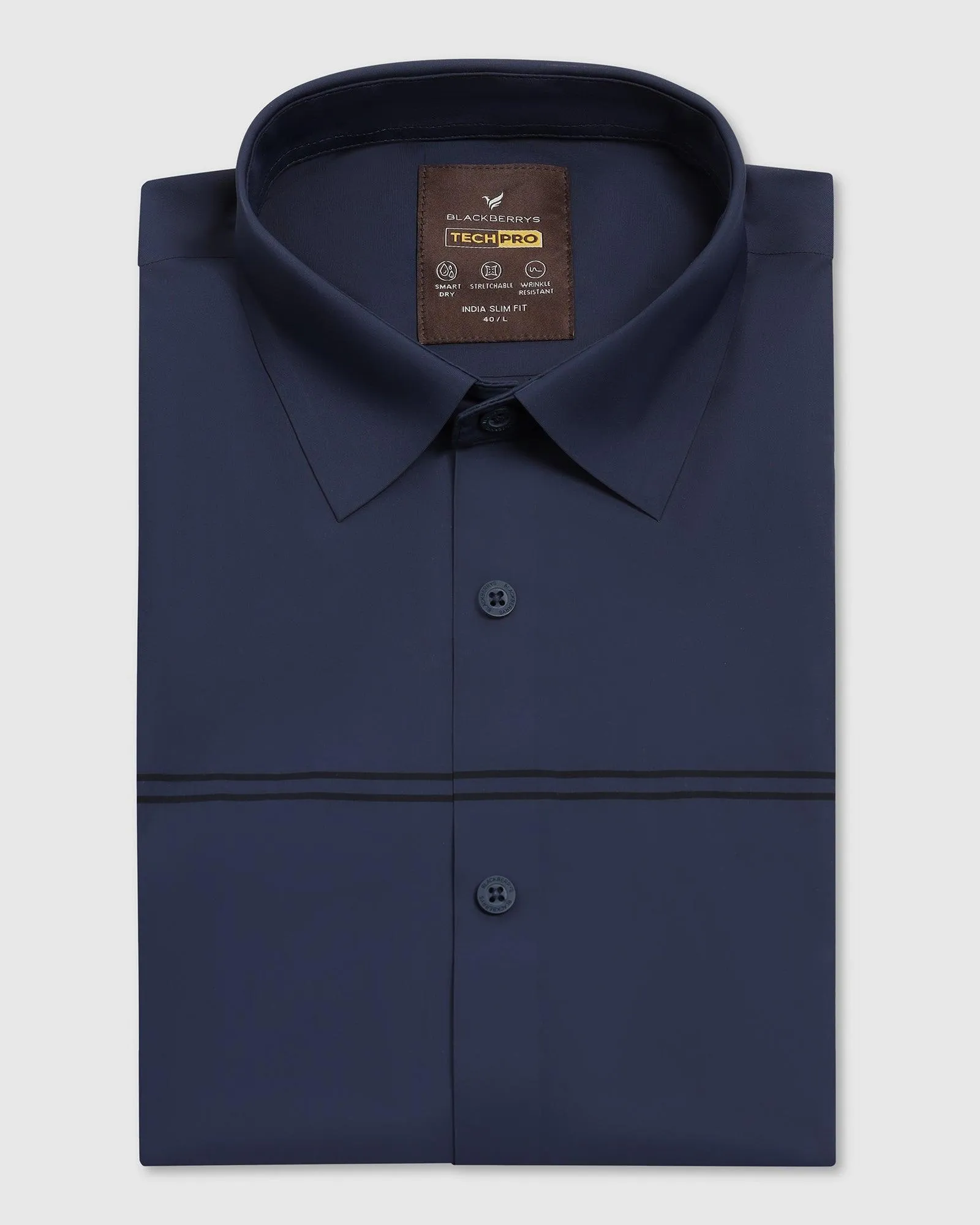 TechPro Formal Half Sleeve Navy Stripe Shirt - Berty