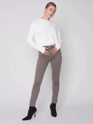 TWILL PANT WITH ZIPPER DETAIL