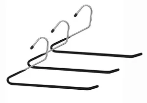 Whitmor Deluxe Slack Hanger Set of 3 Chrome / Black